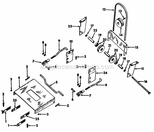 Brakes & Connections Diagram and Parts List for 70  Cub Cadet Lawn Tractor